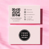 Professionele Zakelijke Blush Roze QR Code Visitekaartje