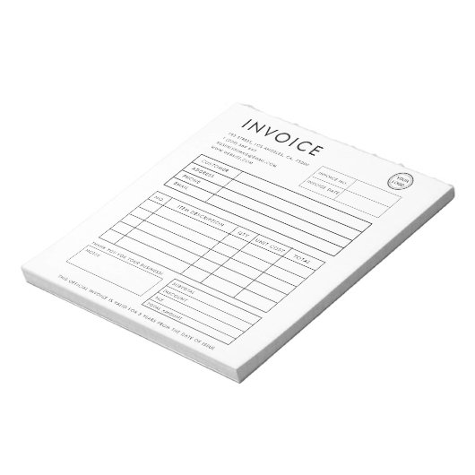 Professionele zakelijke factuur op maat notitieblok (Linkerzijde)