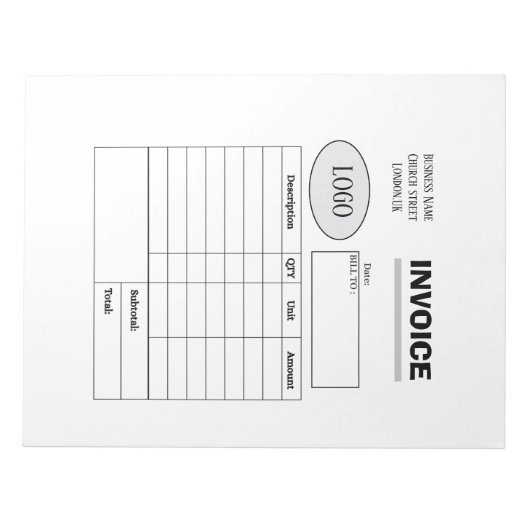 Professionele zakelijke factuur op maat notitieblok (Voorkant)