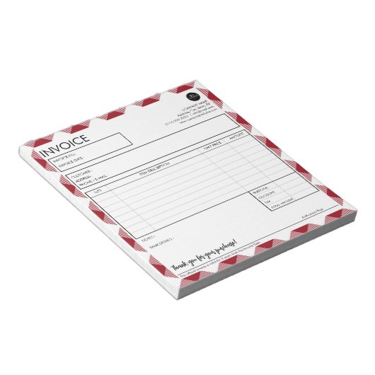 Professionele zakelijke factuur Rode grens Sjabloo Notitieblok (Schuin)