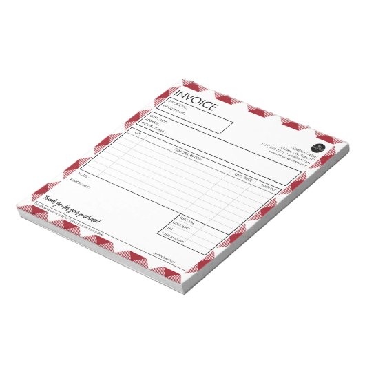 Professionele zakelijke factuur Rode grens Sjabloo Notitieblok (Linkerzijde)