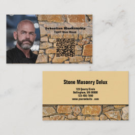 Professionele Zakelijke Foto Stenen Muur & QR Code Visitekaartje