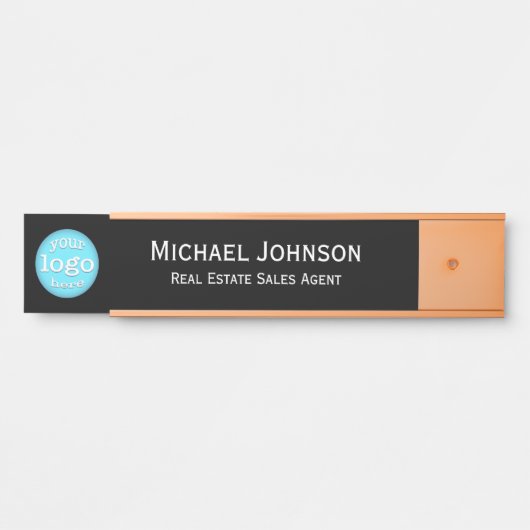 Professionele Zakelijke Kantoor Logo Naam Titel Zw Deurbordje (Voorkant)