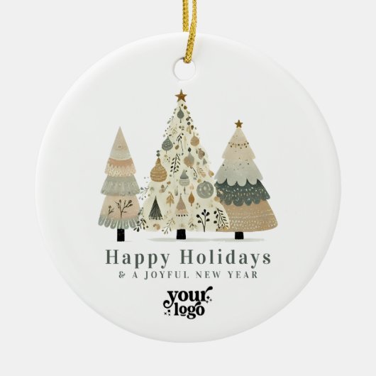 Professionele Zakelijke Logo Client Gift Kerstmis Keramisch Ornament (Voorkant)