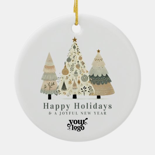 Professionele Zakelijke Logo Client Gift Kerstmis Keramisch Ornament (Achterkant)