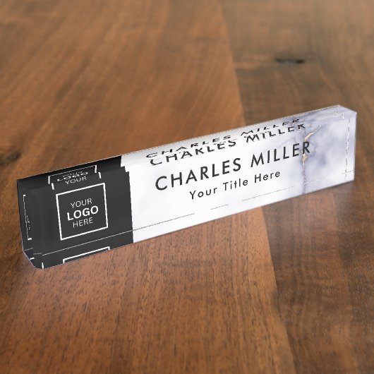 Professionele zakelijke logo Desk Nameplate Naambordje (Zijkant)