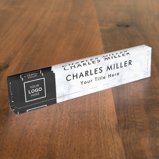 Professionele zakelijke logo Desk Nameplate Naambordje (Zijkant)