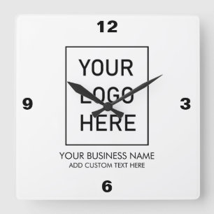 Professionele Zakelijke Logo en Tekst Bedrijf wit Vierkante Klok