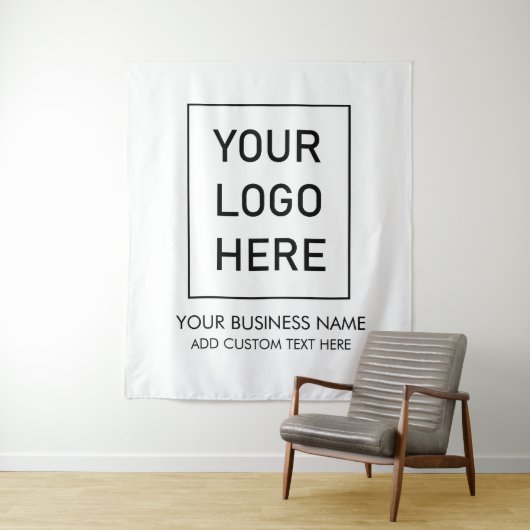 Professionele Zakelijke Logo en Tekst Bedrijf wit Wandkleed (In situ)