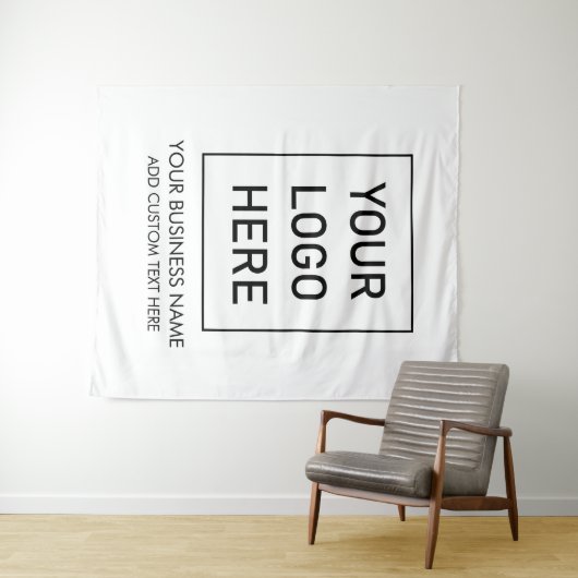 Professionele Zakelijke Logo en Tekst Bedrijf wit Wandkleed (In Situ (horizontaal))