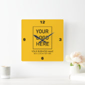 Professionele Zakelijke Logo en Tekstbedrijf Geel Vierkante Klok (Huis)