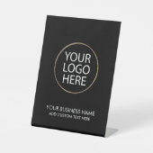Professionele Zakelijke Logo en Tekstbedrijf Zwart Reclamebord Met Voetstuk (Voorkant)
