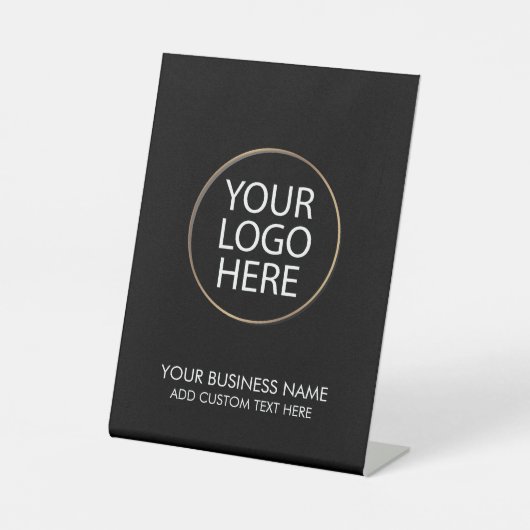 Professionele Zakelijke Logo en Tekstbedrijf Zwart Reclamebord Met Voetstuk (Voorkant)