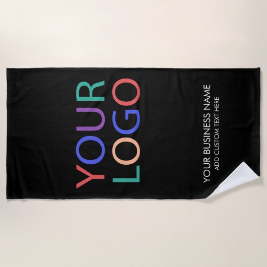 Professionele Zakelijke Logo en Tekstbedrijf Zwart Strandlaken (Voorkant)