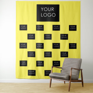 Professionele zakelijke Logo gele achtergrond Wandkleed