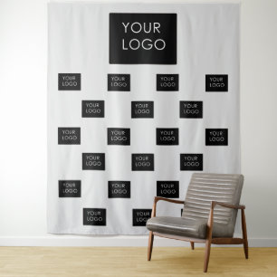 Professionele zakelijke Logo grijze achtergrond Wandkleed