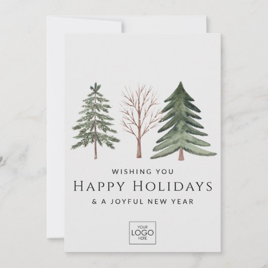 Professionele Zakelijke Logo Minimalistische Kerst Feestdagenkaart (Voorkant)