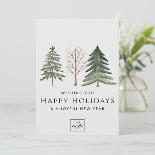 Professionele Zakelijke Logo Minimalistische Kerst Feestdagenkaart (Staand voorkant)