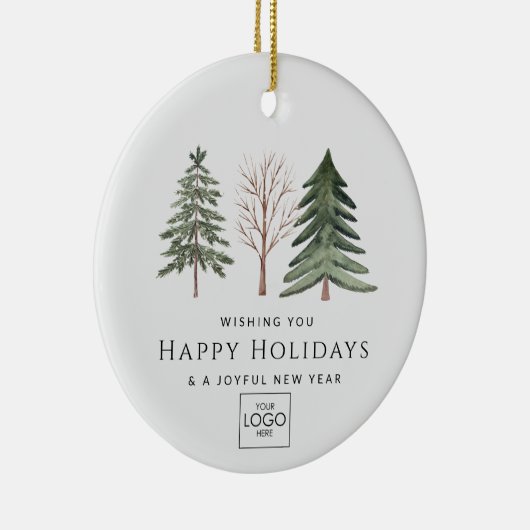 Professionele Zakelijke Logo Minimalistische Kerst Keramisch Ornament (Rechts)