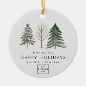 Professionele Zakelijke Logo Minimalistische Kerst Keramisch Ornament (Voorkant)