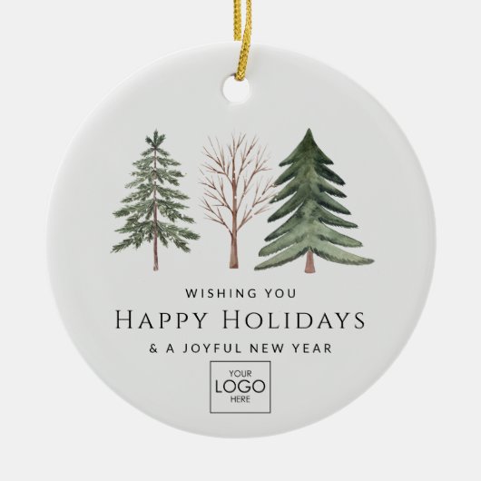 Professionele Zakelijke Logo Minimalistische Kerst Keramisch Ornament (Voorkant)