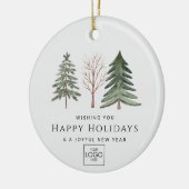Professionele Zakelijke Logo Minimalistische Kerst Keramisch Ornament (Links)