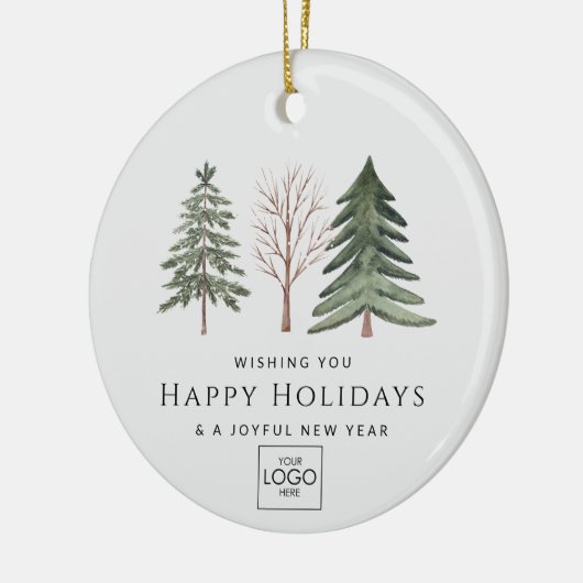 Professionele Zakelijke Logo Minimalistische Kerst Keramisch Ornament (Links)