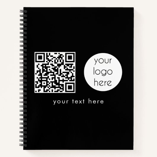 Professionele zakelijke Logo - QR-code en -tekst Notitieboek (Voorkant)