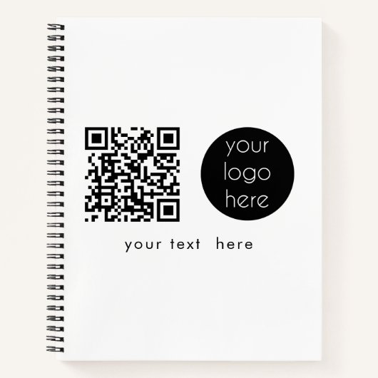 Professionele zakelijke Logo - QR-code en -tekst Notitieboek (Voorkant)