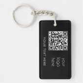 Professionele zakelijke Logo QR-code en tekst zwar Sleutelhanger (Voorkant)