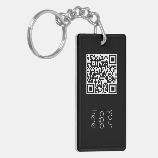 Professionele zakelijke Logo QR-code zwart Sleutelhanger (Voorkant Links)