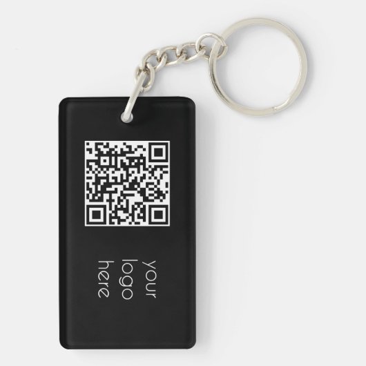 Professionele zakelijke Logo QR-code zwart Sleutelhanger (achterkant)
