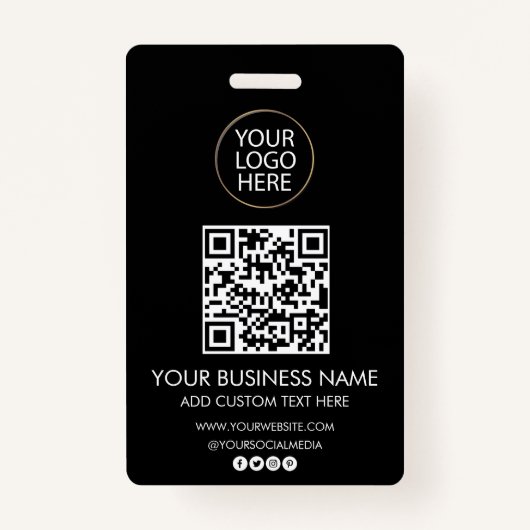 Professionele Zakelijke Logo & Tekst Bedrijf QR Co Badge (Voorkant)