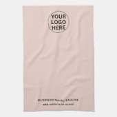 Professionele Zakelijke Logo & Tekst Blush Pink Theedoek (Verticaal)