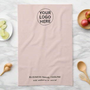 Professionele Zakelijke Logo & Tekst Blush Pink Theedoek