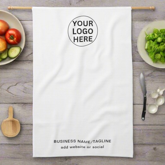 Professionele Zakelijke Logo & Tekst Branded Wit Theedoek