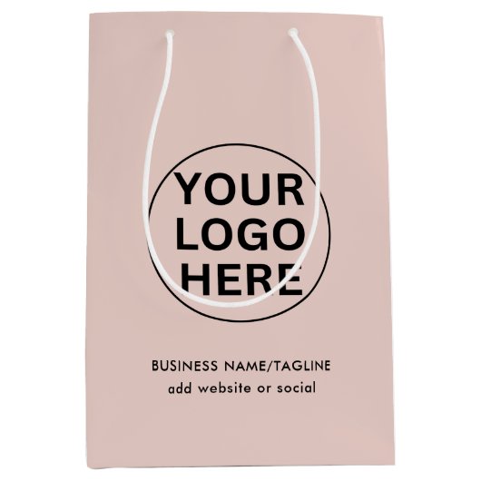 Professionele Zakelijke Logo & Tekst l Blush Pink Medium Cadeauzakje (Voorkant)