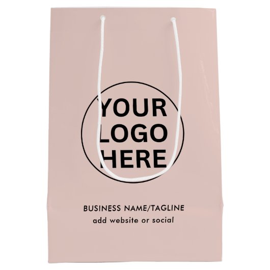 Professionele Zakelijke Logo & Tekst l Blush Pink Medium Cadeauzakje (Achterkant)