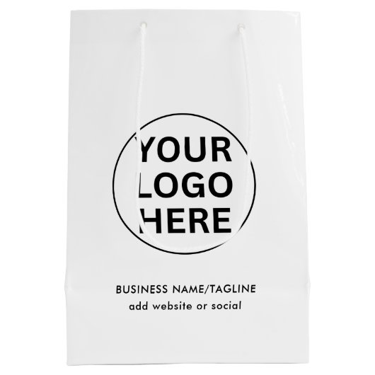 Professionele Zakelijke Logo & Tekst l Zwart & Wit Medium Cadeauzakje (Achterkant)