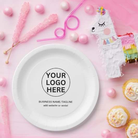 Professionele Zakelijke Logo & Tekst Zwart & Wit Papieren Bordje (Feest)