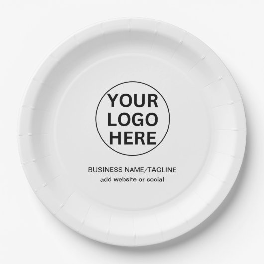 Professionele Zakelijke Logo & Tekst Zwart & Wit Papieren Bordje (Voorkant)