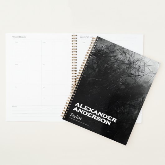 Professionele zakelijke minimale zwarte krabbel planner (Display)