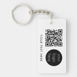 Professionele zakelijke QR-code en tekst wit Sleutelhanger