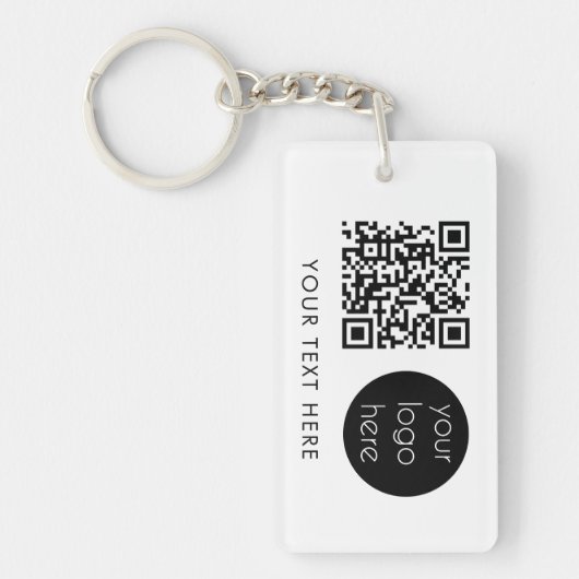 Professionele zakelijke QR-code en tekst wit Sleutelhanger (Voorkant)