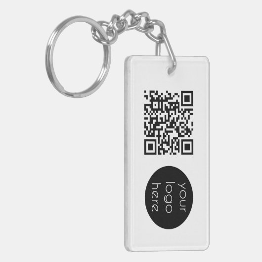Professionele zakelijke QR-code wit Sleutelhanger (Voorkant Links)