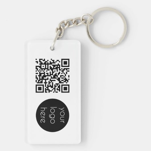 Professionele zakelijke QR-code wit Sleutelhanger (achterkant)