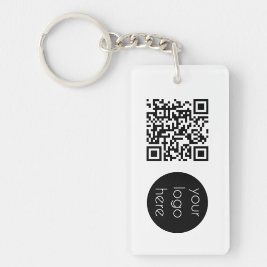 Professionele zakelijke QR-code wit Sleutelhanger (Voorkant)