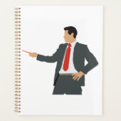 Professionele zakenman in pak met aanwijsstok planner (Voorkant)