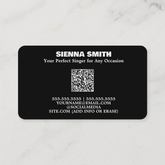 Professionele Zanger Custom QR Visitekaartje (Achterkant)
