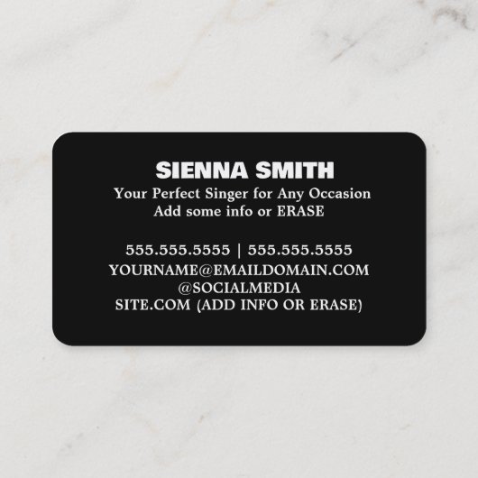 Professionele zanger visitekaartje (Achterkant)